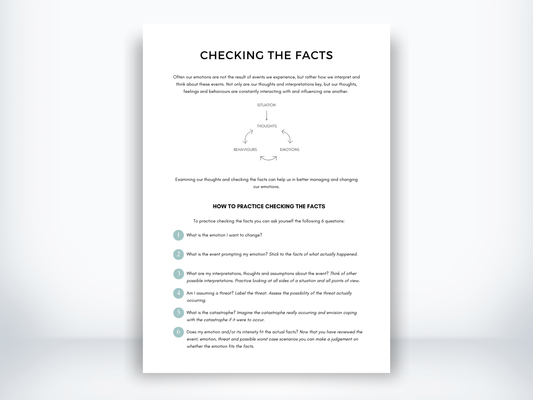 Checking the Facts DBT Worksheet PDF