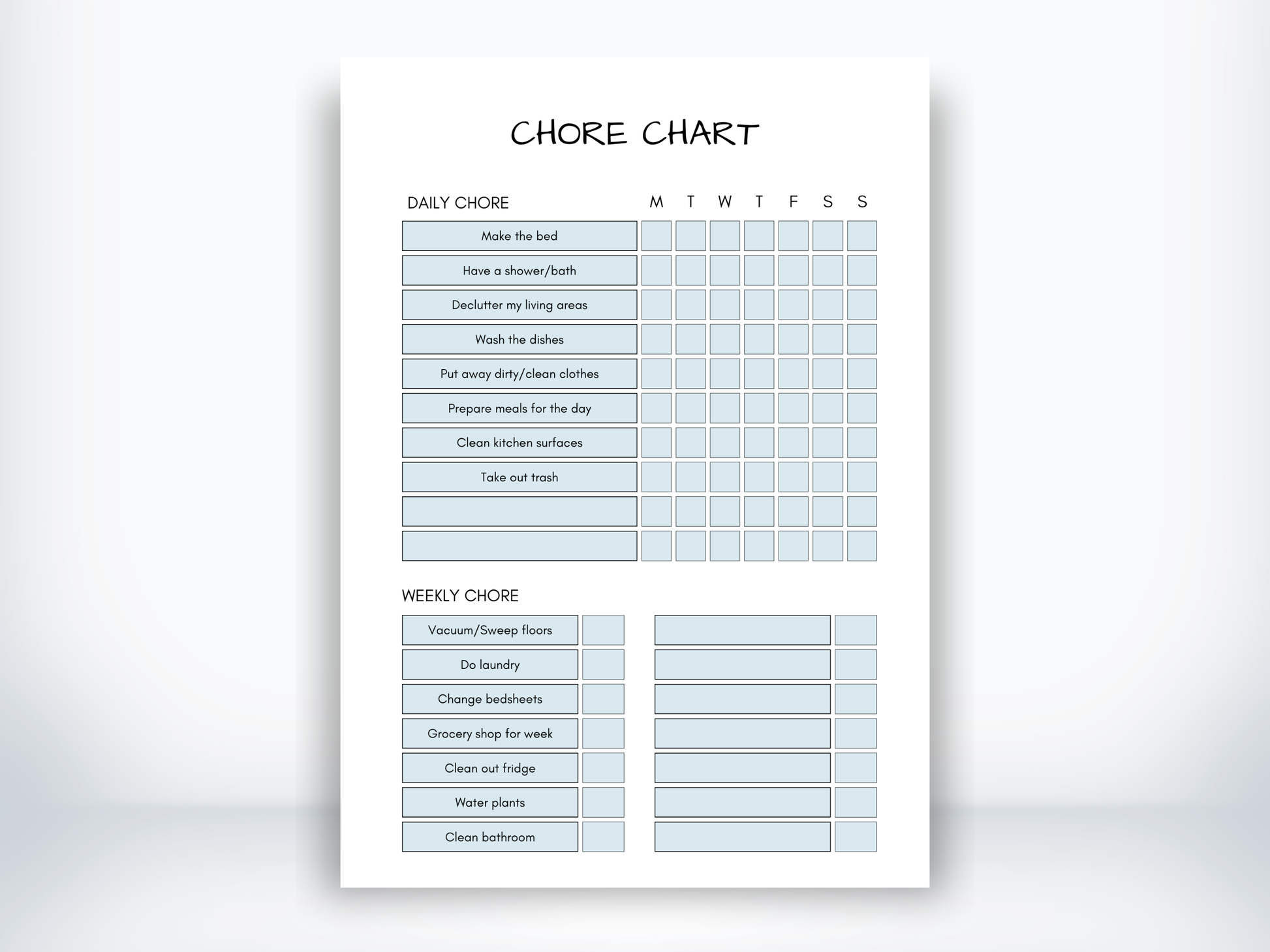 Chore Chart Template PDF