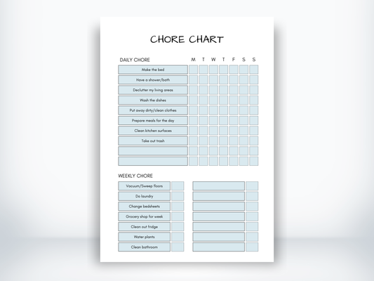 Chore Chart Template PDF
