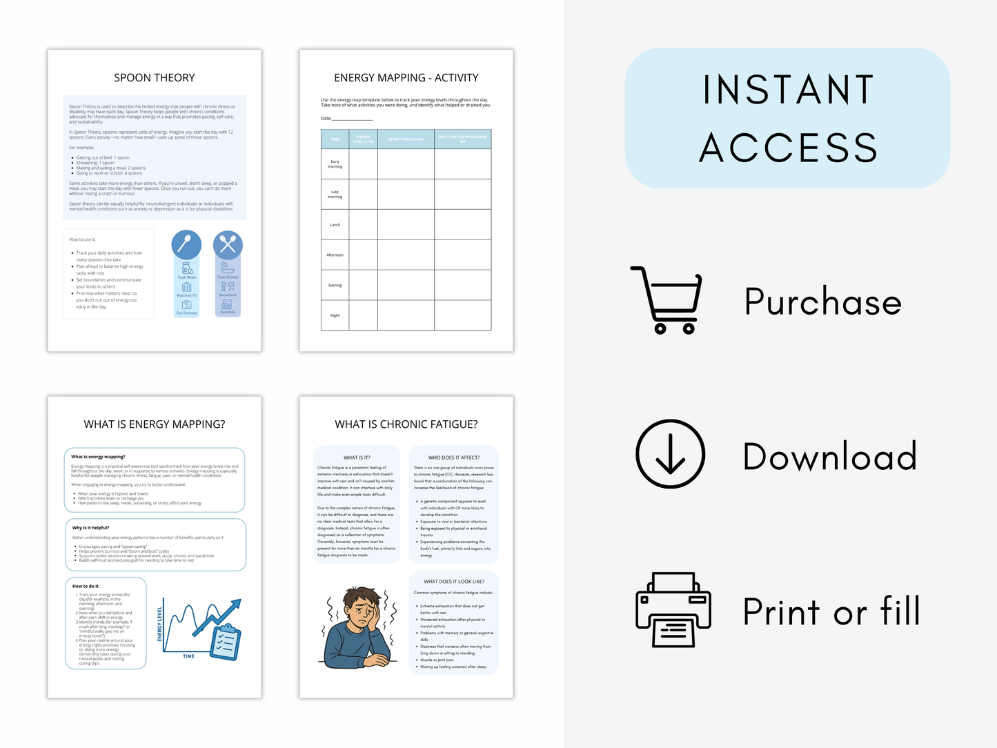 Chronic Fatigue Therapy Worksheets
