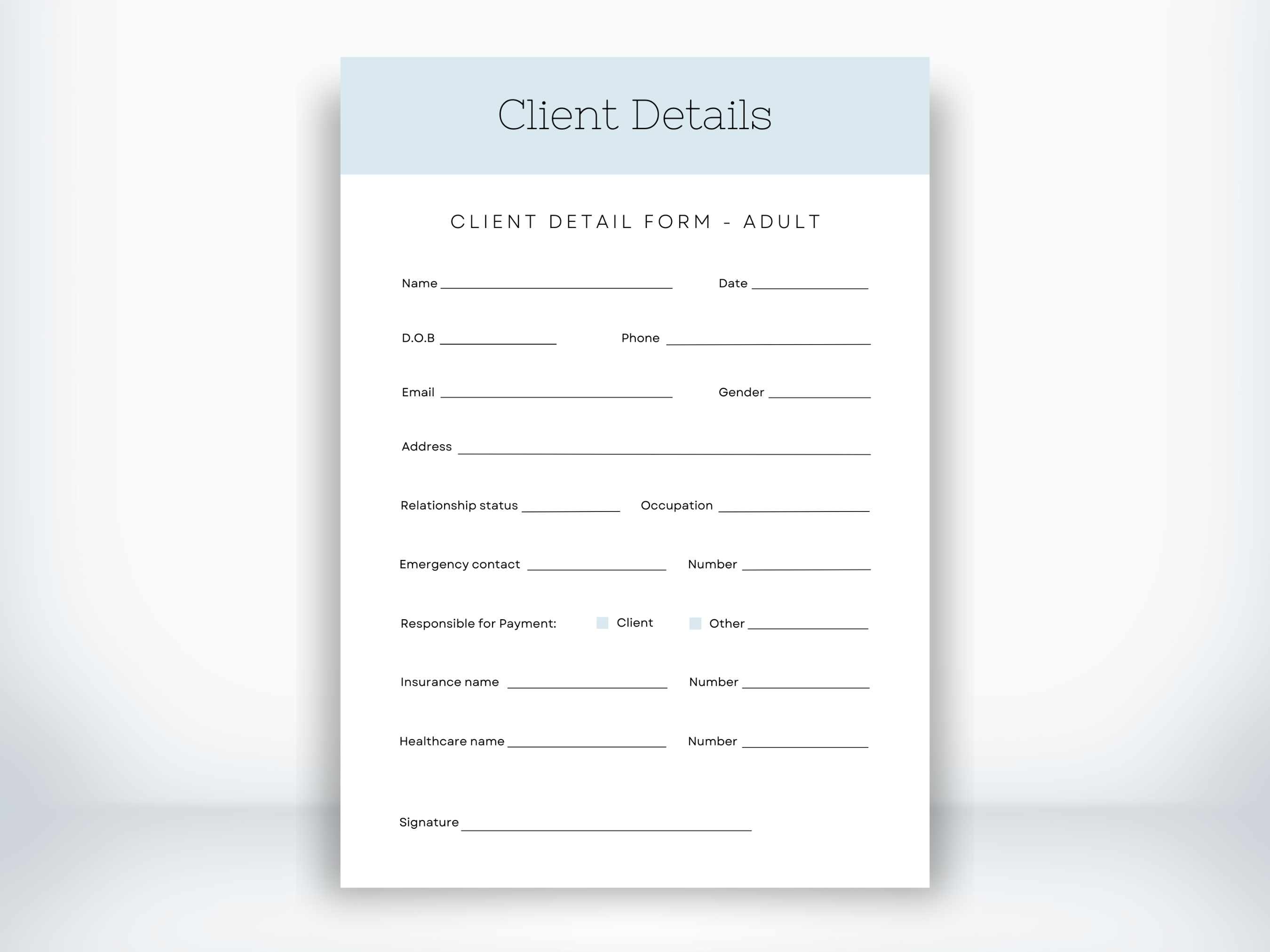 Client Details Form Worksheet (PDF) | My Thriving Mind
