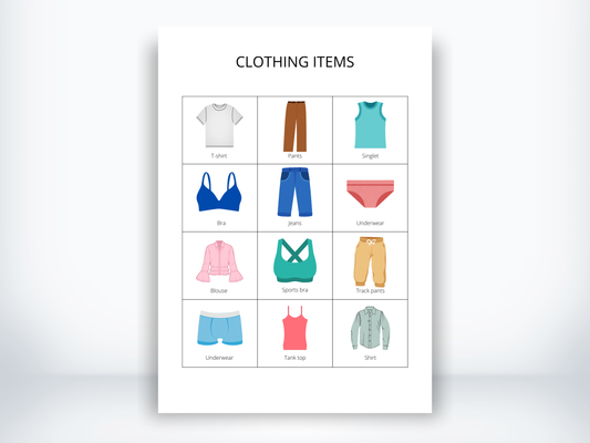 Clothing Item Cards PDF