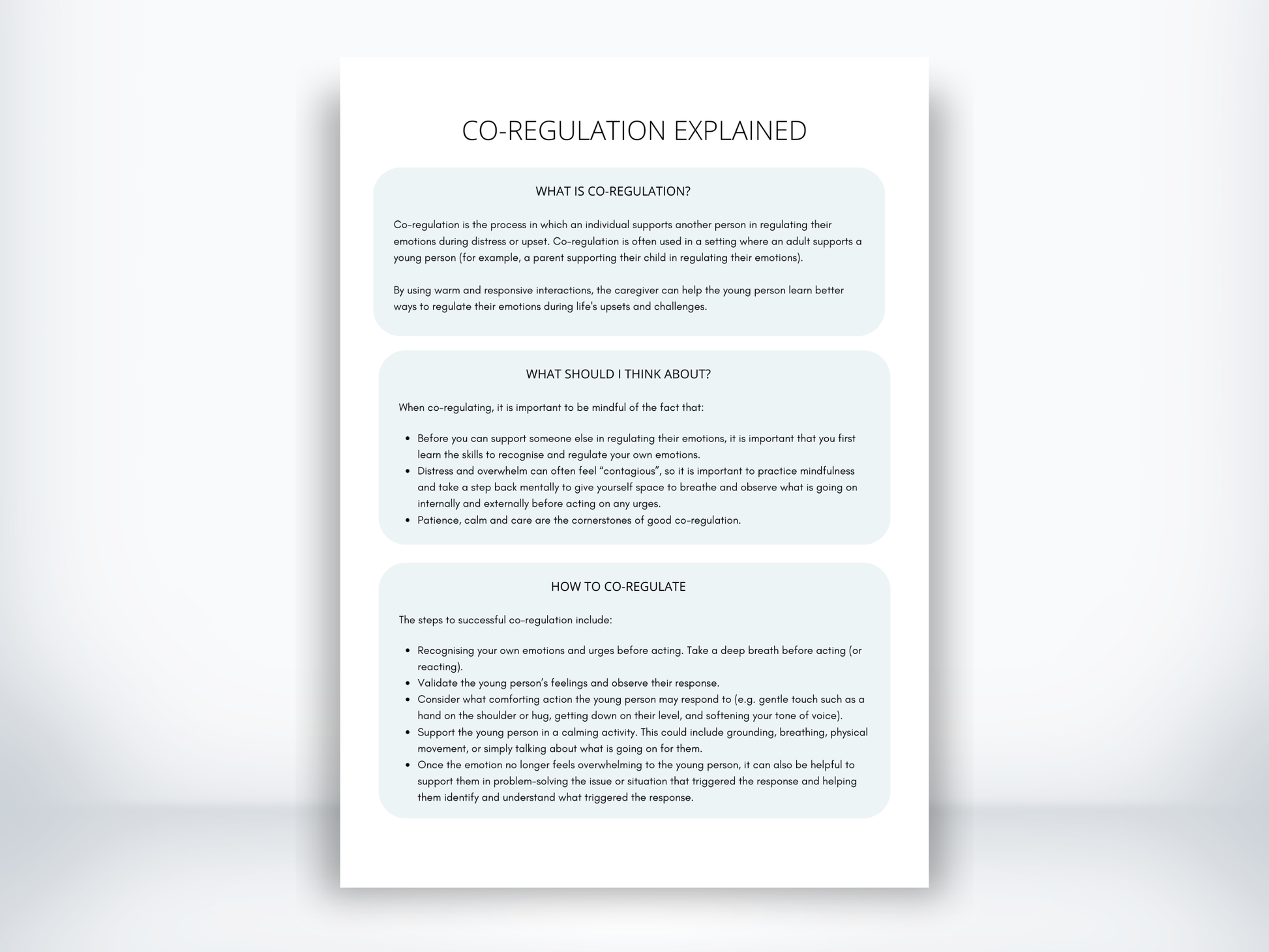 Co-Regulation Handout PDF
