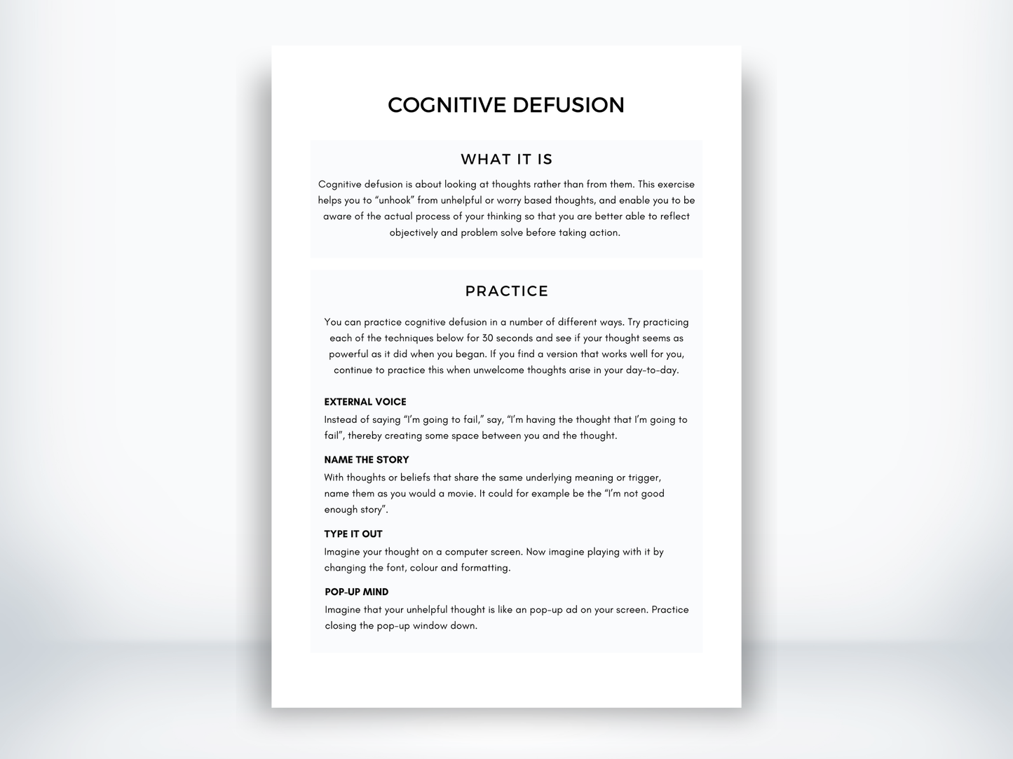 Cognitive Defusion Techniques PDF