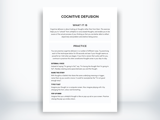 Cognitive Defusion Techniques PDF