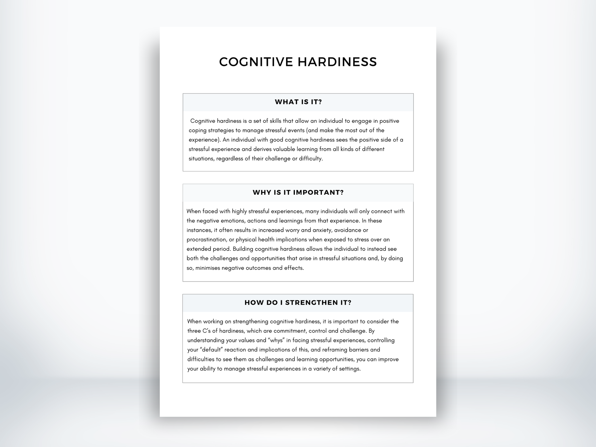 Cognitive Hardiness Handout PDF