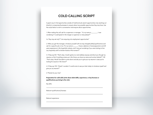 Cold Calling Script for Job Searching PDF
