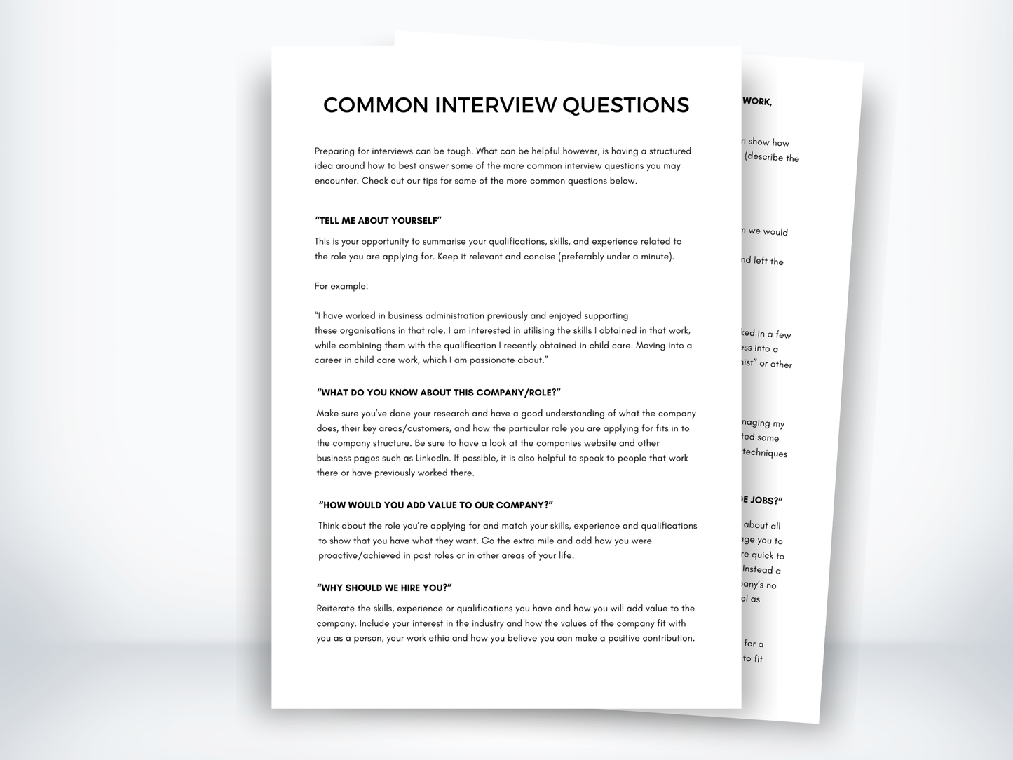 Common Interview Questions for Job Searching PDF