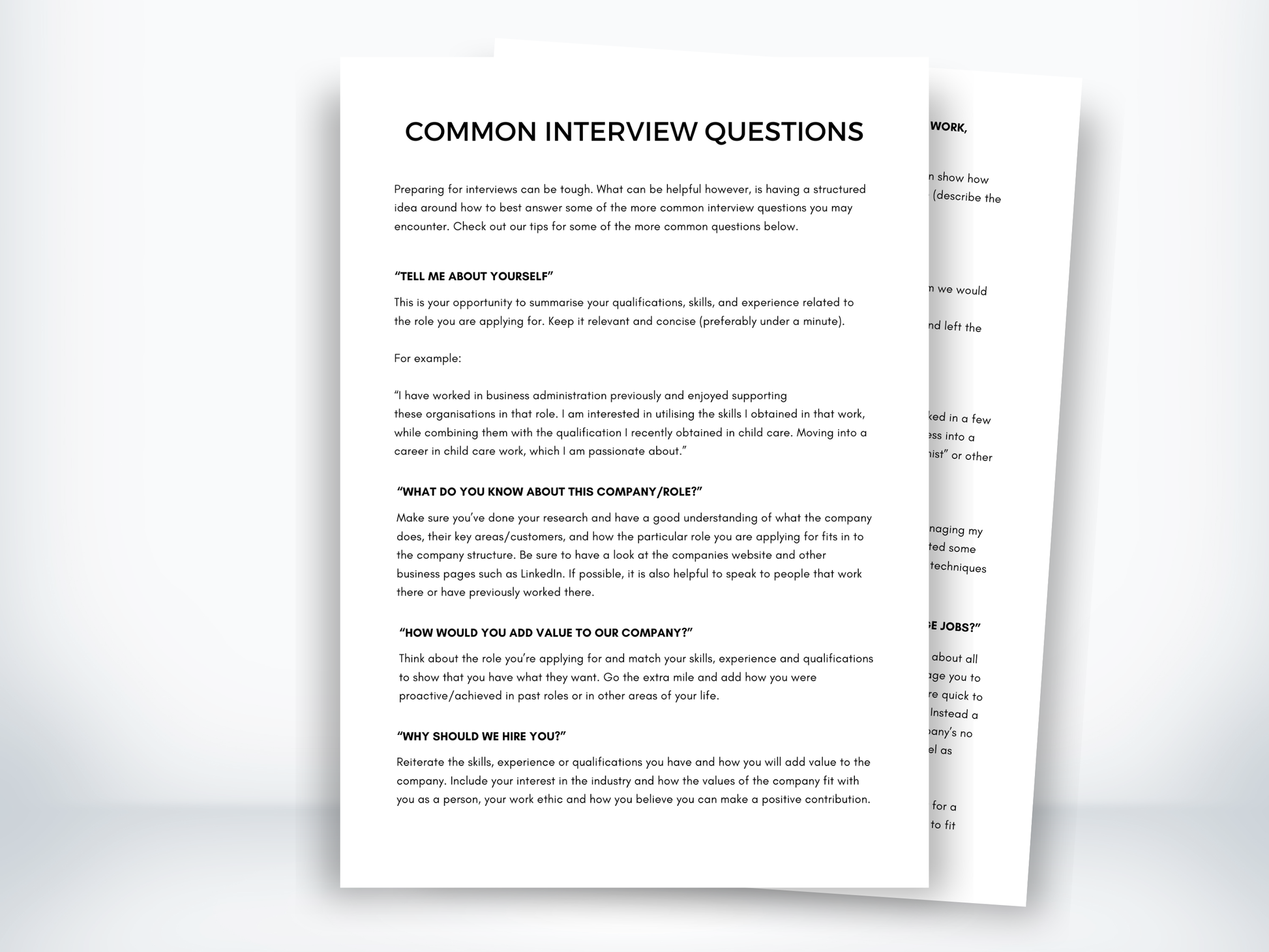 Common Interview Questions for Job Searching PDF