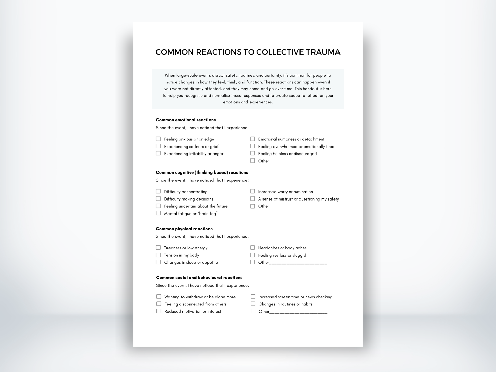 Common Reactions To Collective Trauma PDF