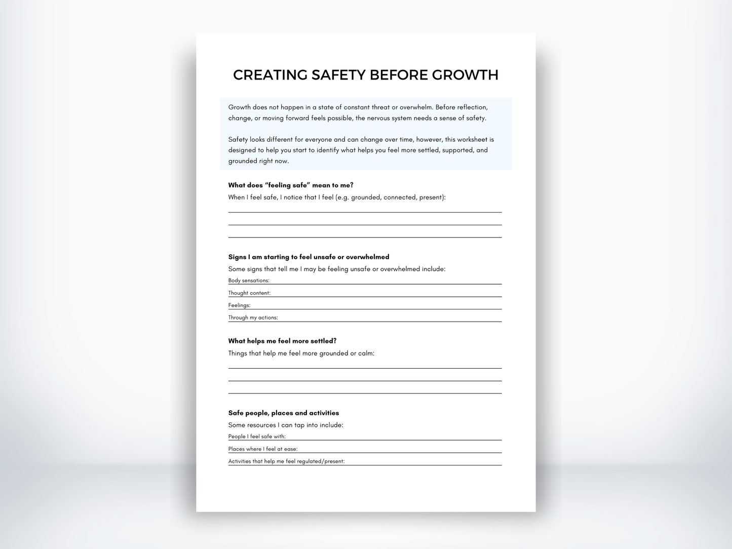 Creating Safety Before Growth PDF