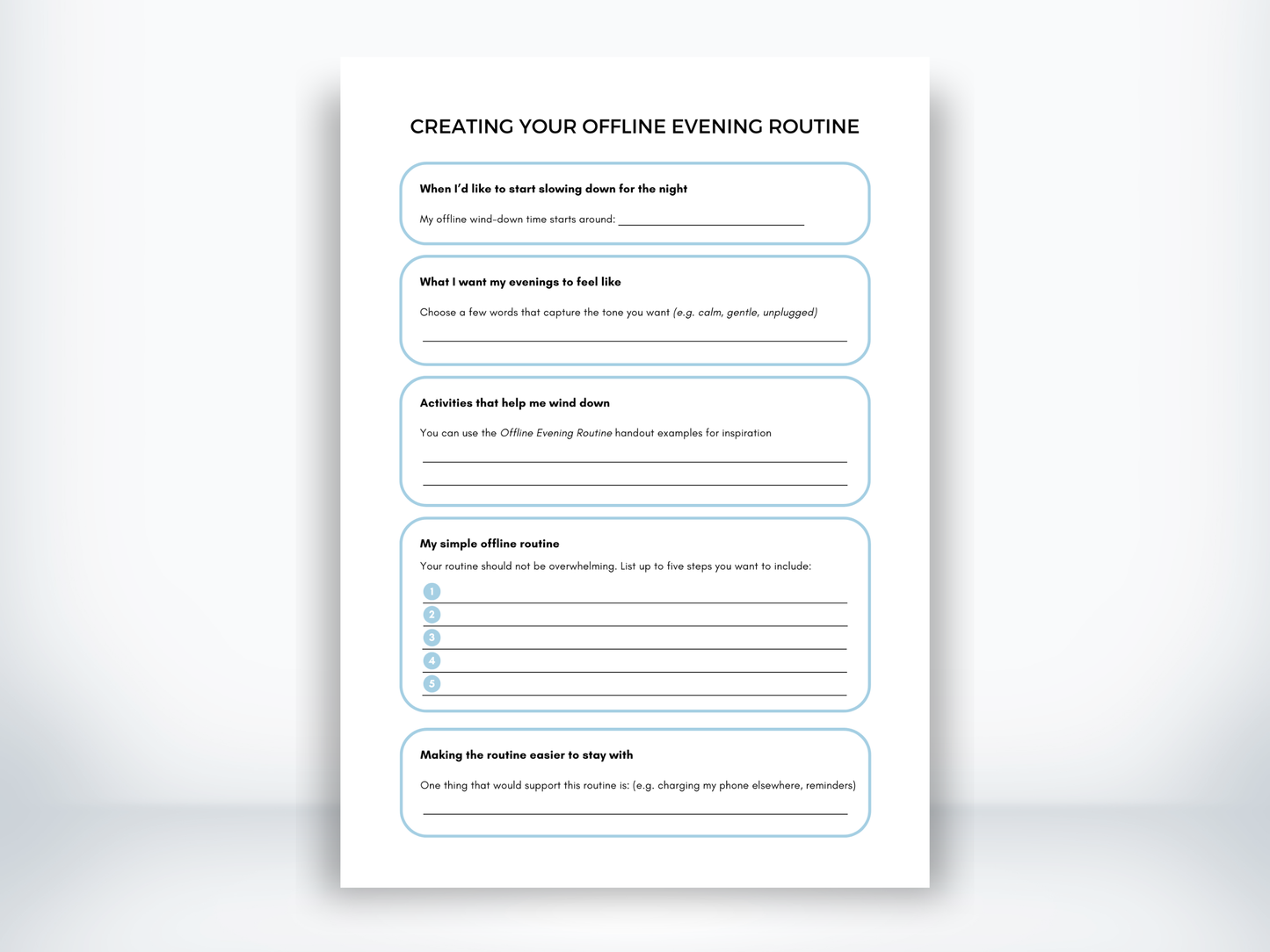 Creating an Offline Evening Routine PDF