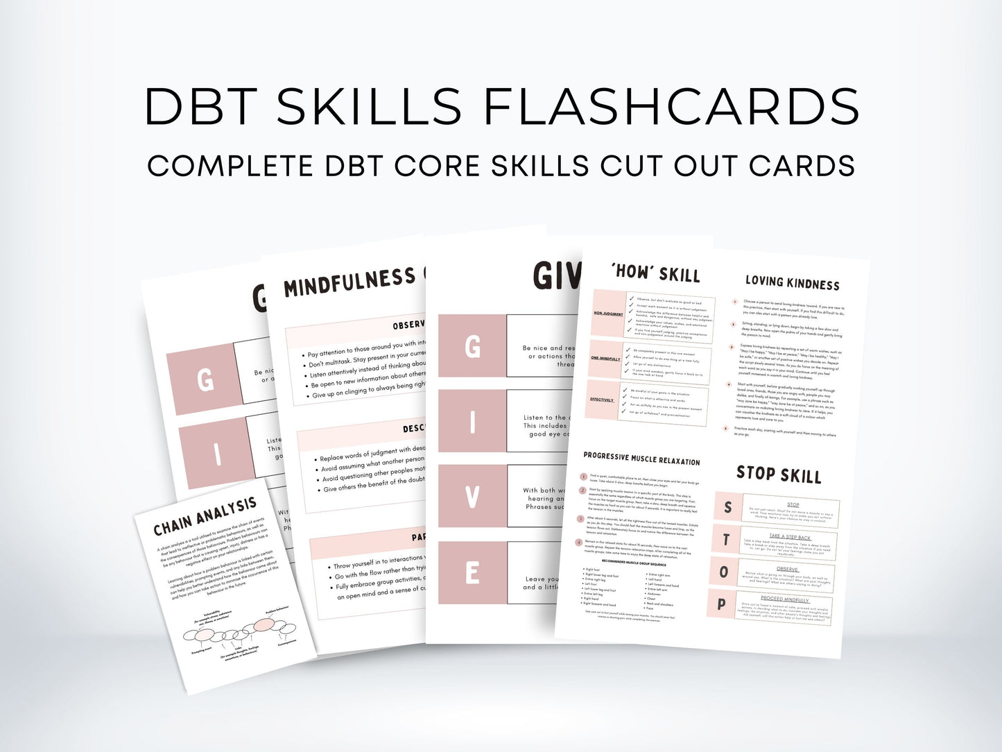 DBT Skills Flashcards Bundle PDF