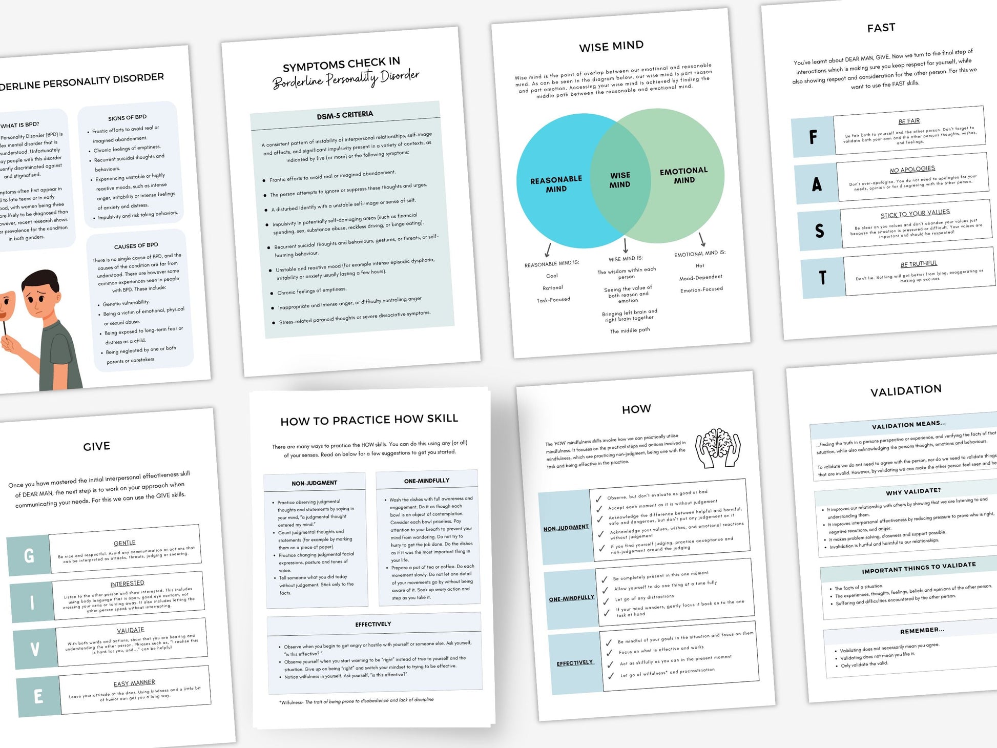 DBT for BPD Worksheet Bundle PDF