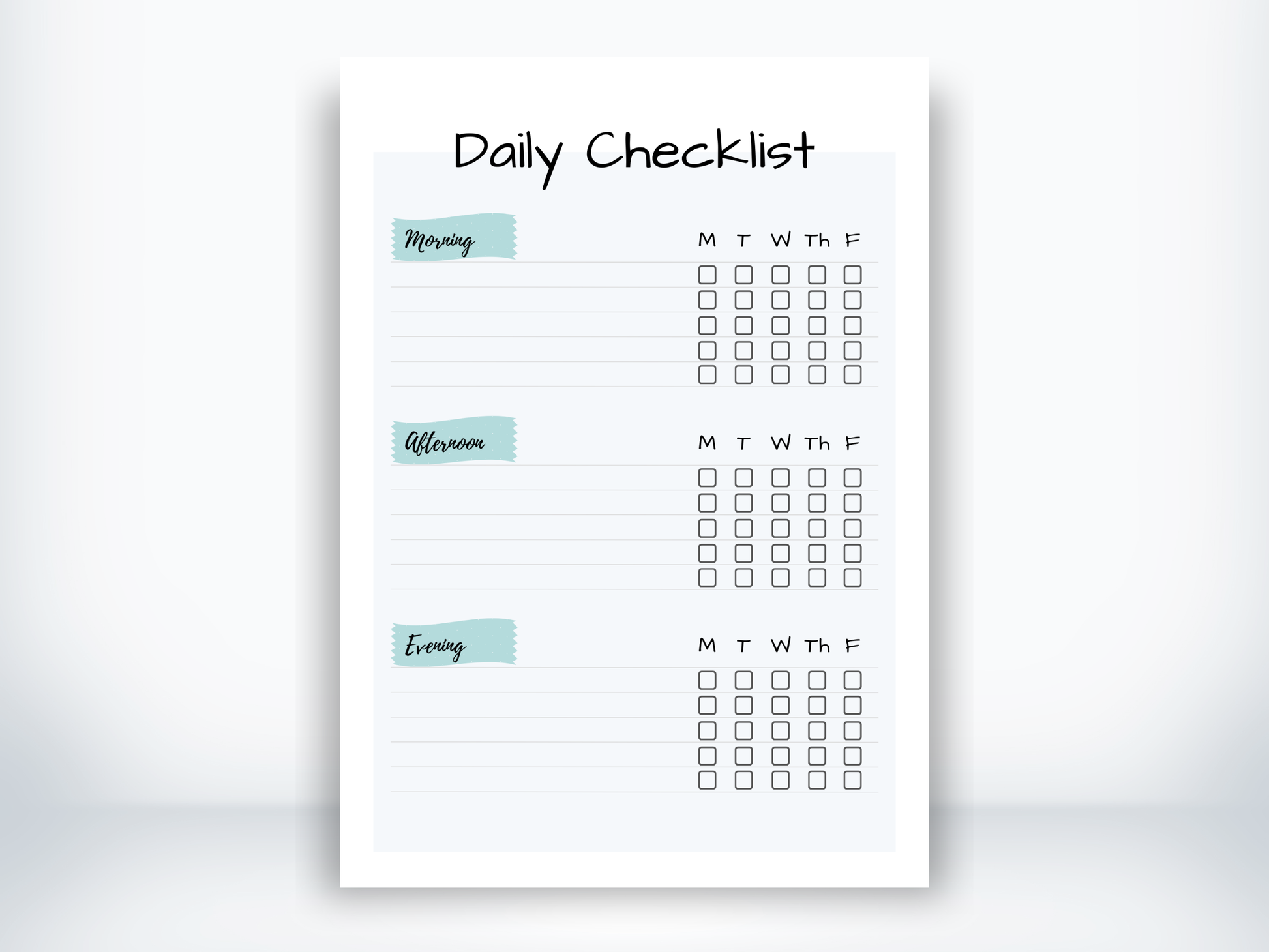 Daily Checklist PDF - EMPTY
