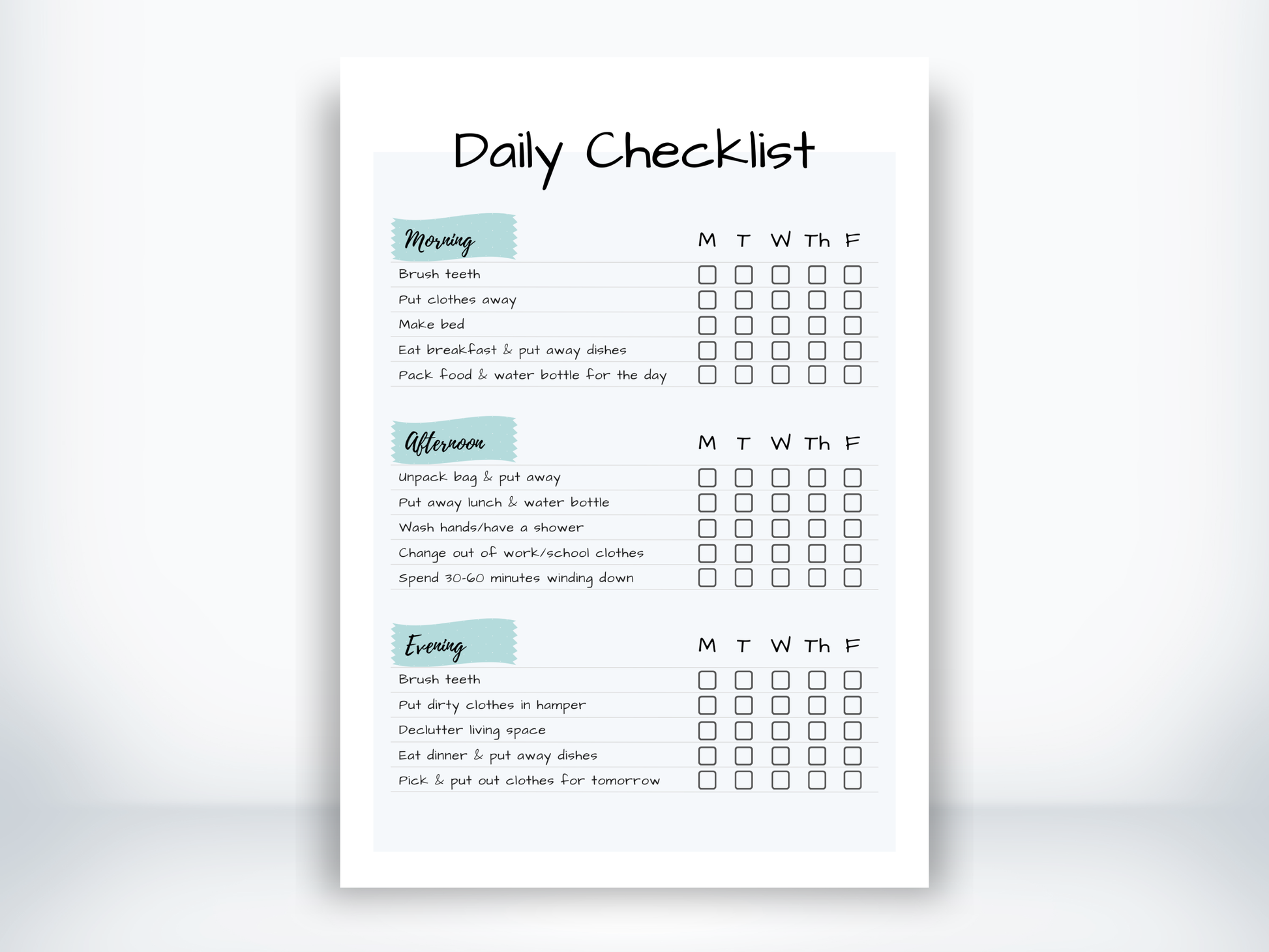 Daily Checklist PDF