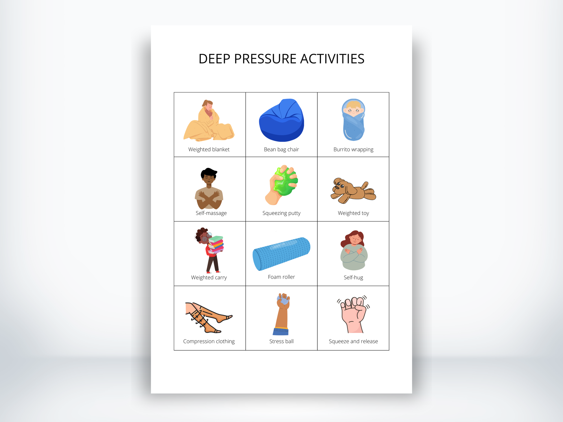 Deep Pressure Activity Cards PDF