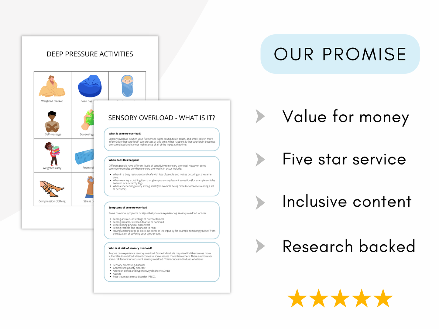 Deep Pressure Sensory Regulation Handouts