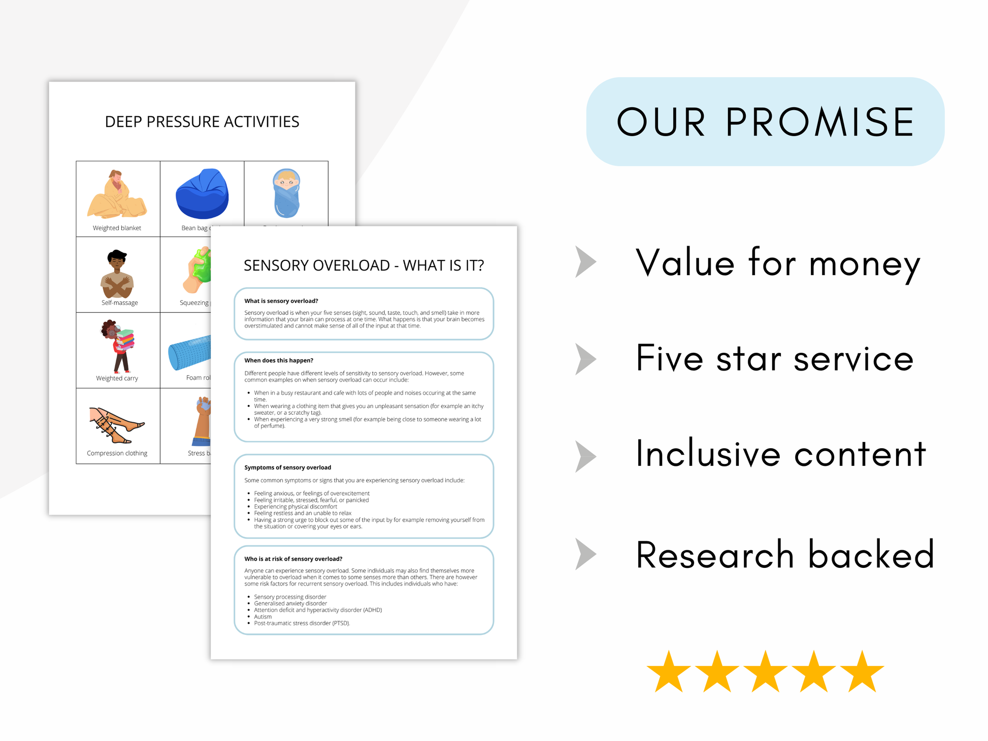 Deep Pressure Sensory Regulation Handouts