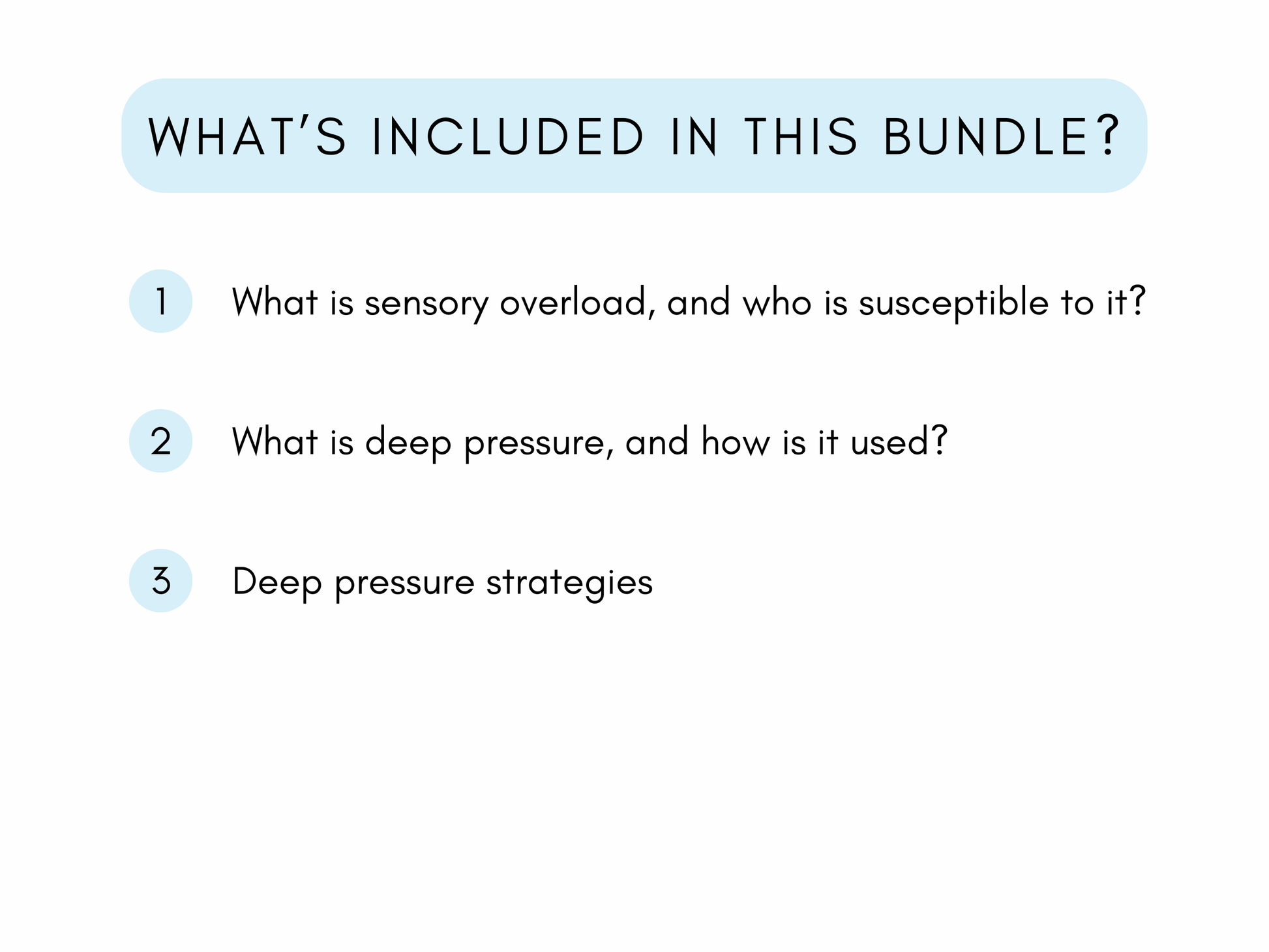 Deep Pressure Sensory Regulation Handouts
