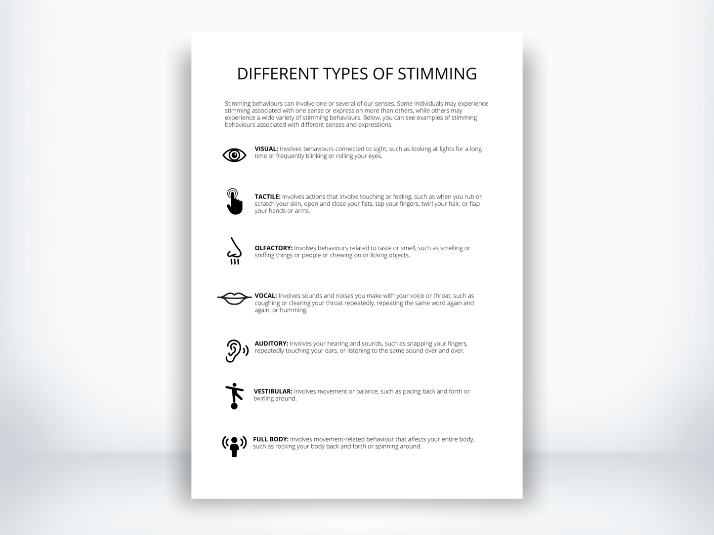Different Types Of Stimming Examples PDF