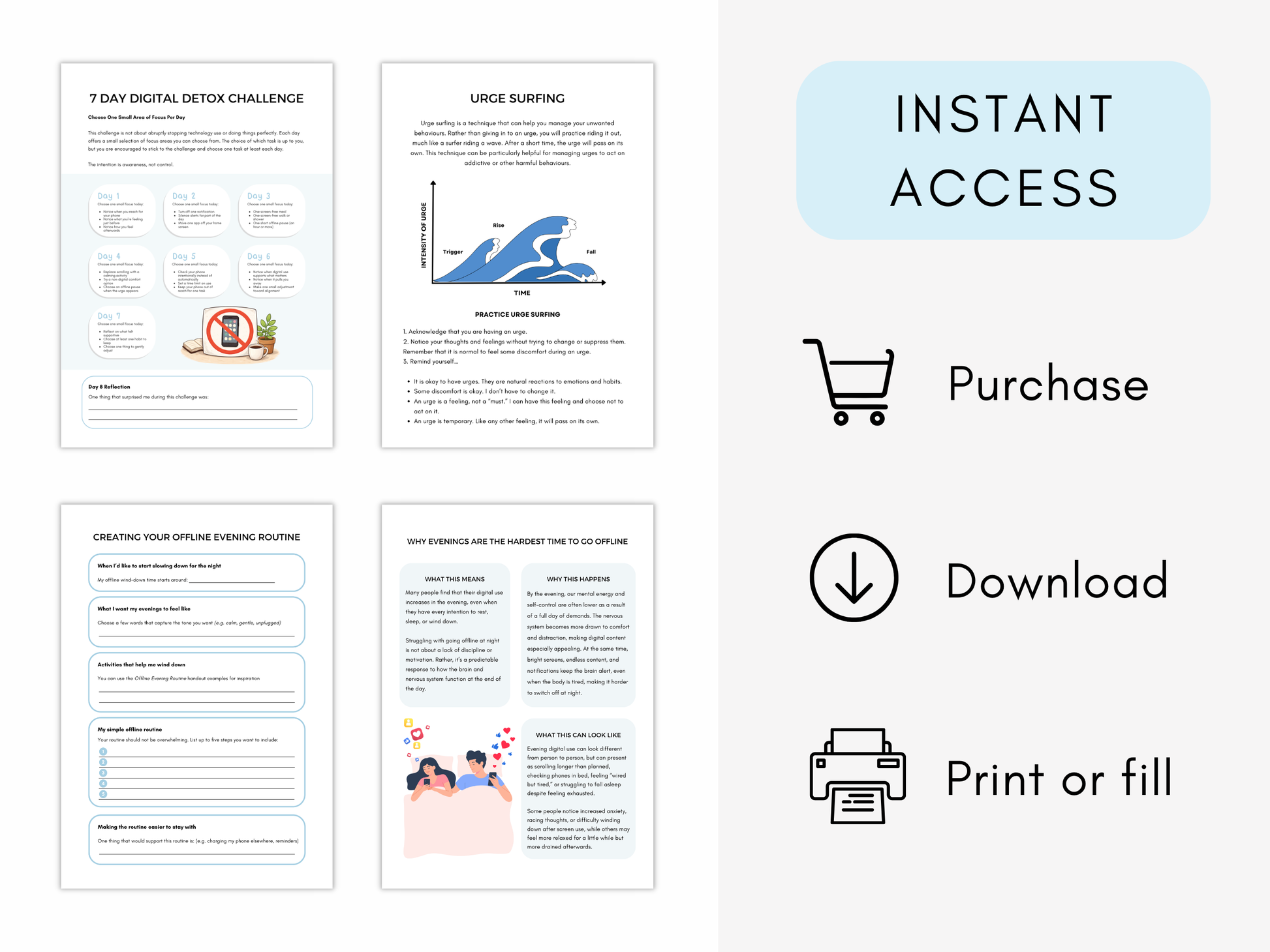 Digital Addiction Worksheets