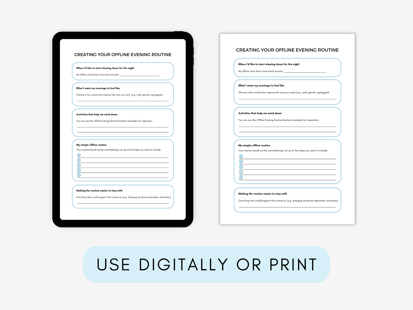 Digital Addiction Worksheets