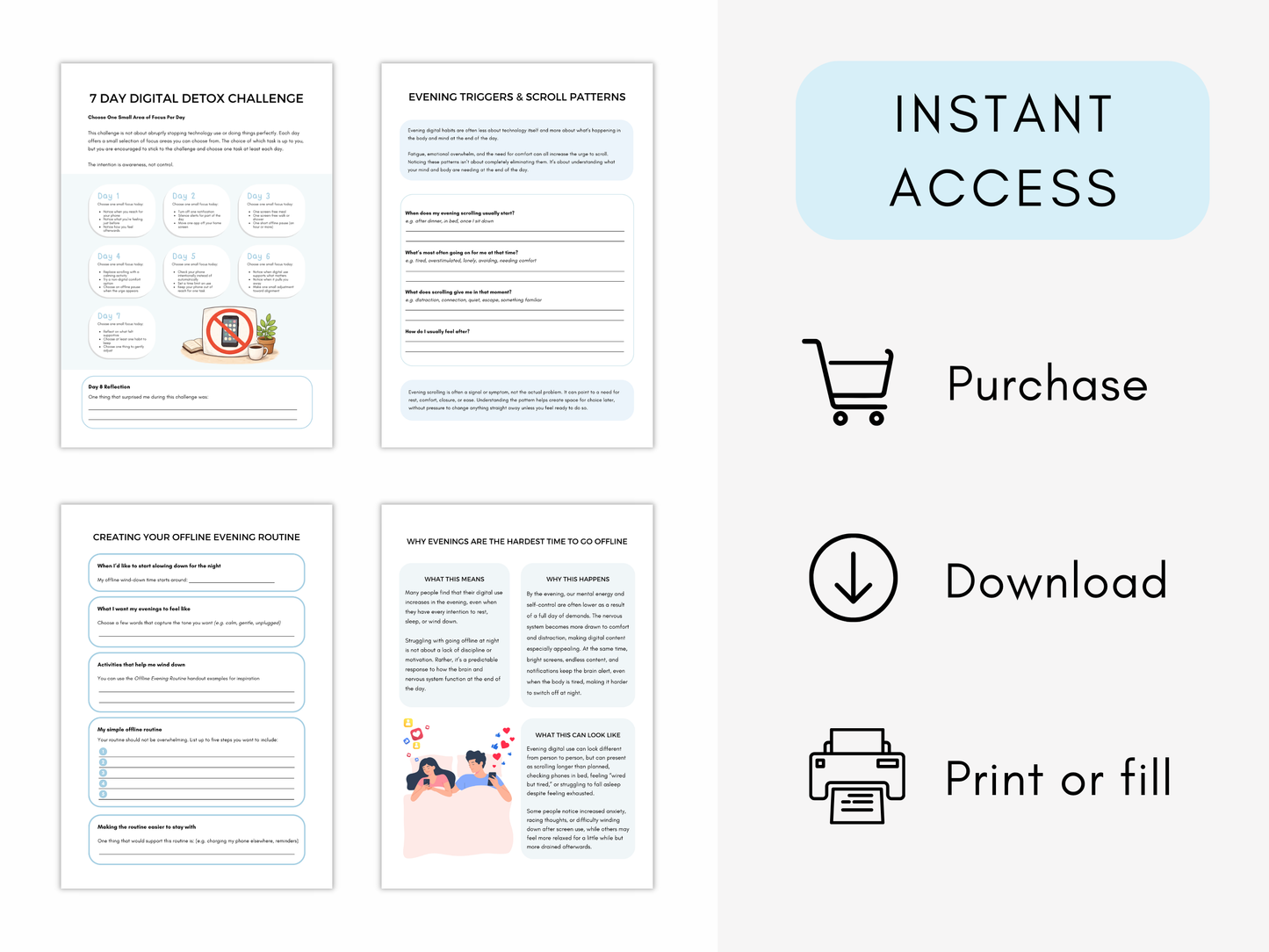 Digital Detox Challenge Worksheets
