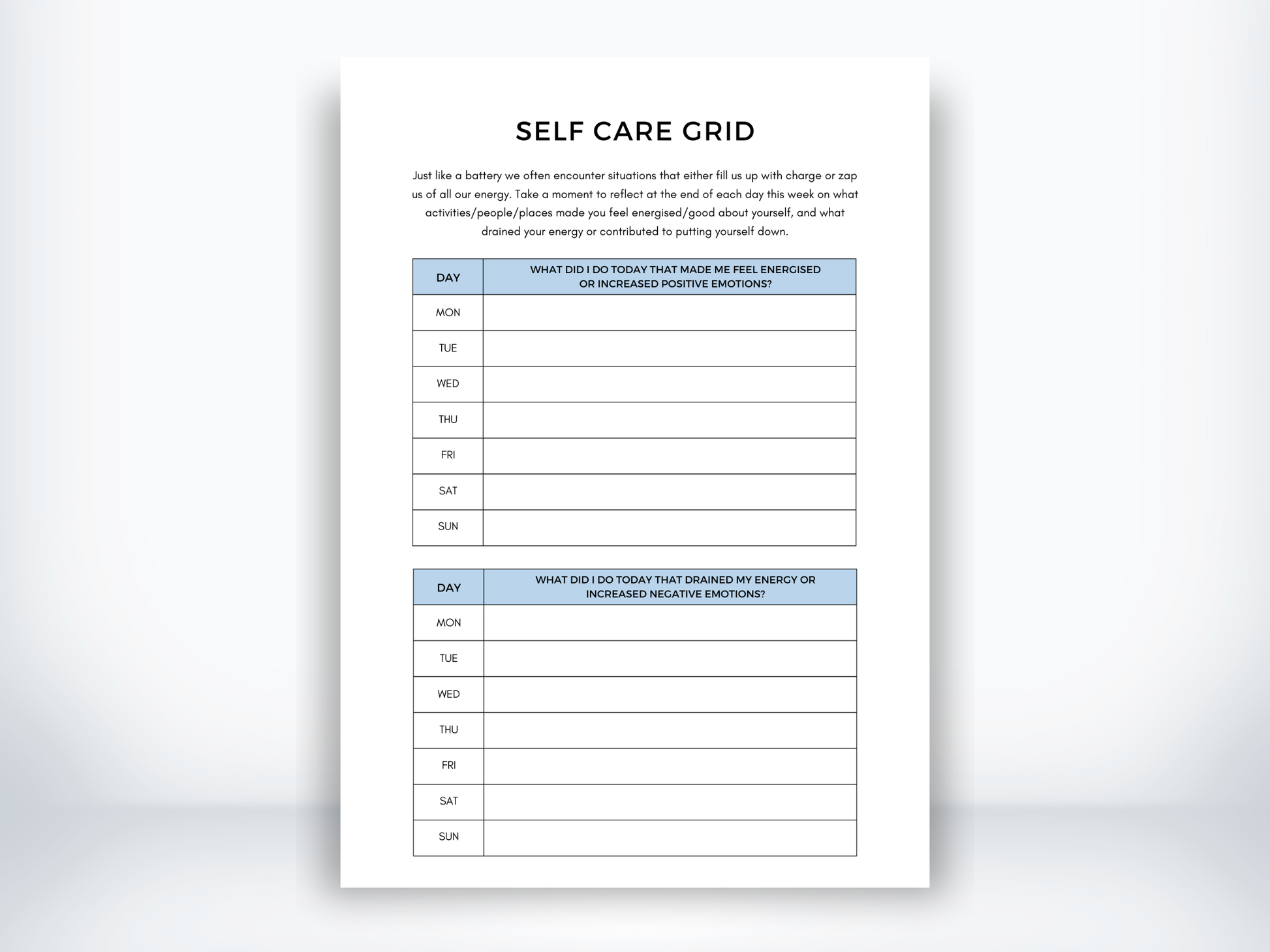 Drain vs Energy Exercise PDF