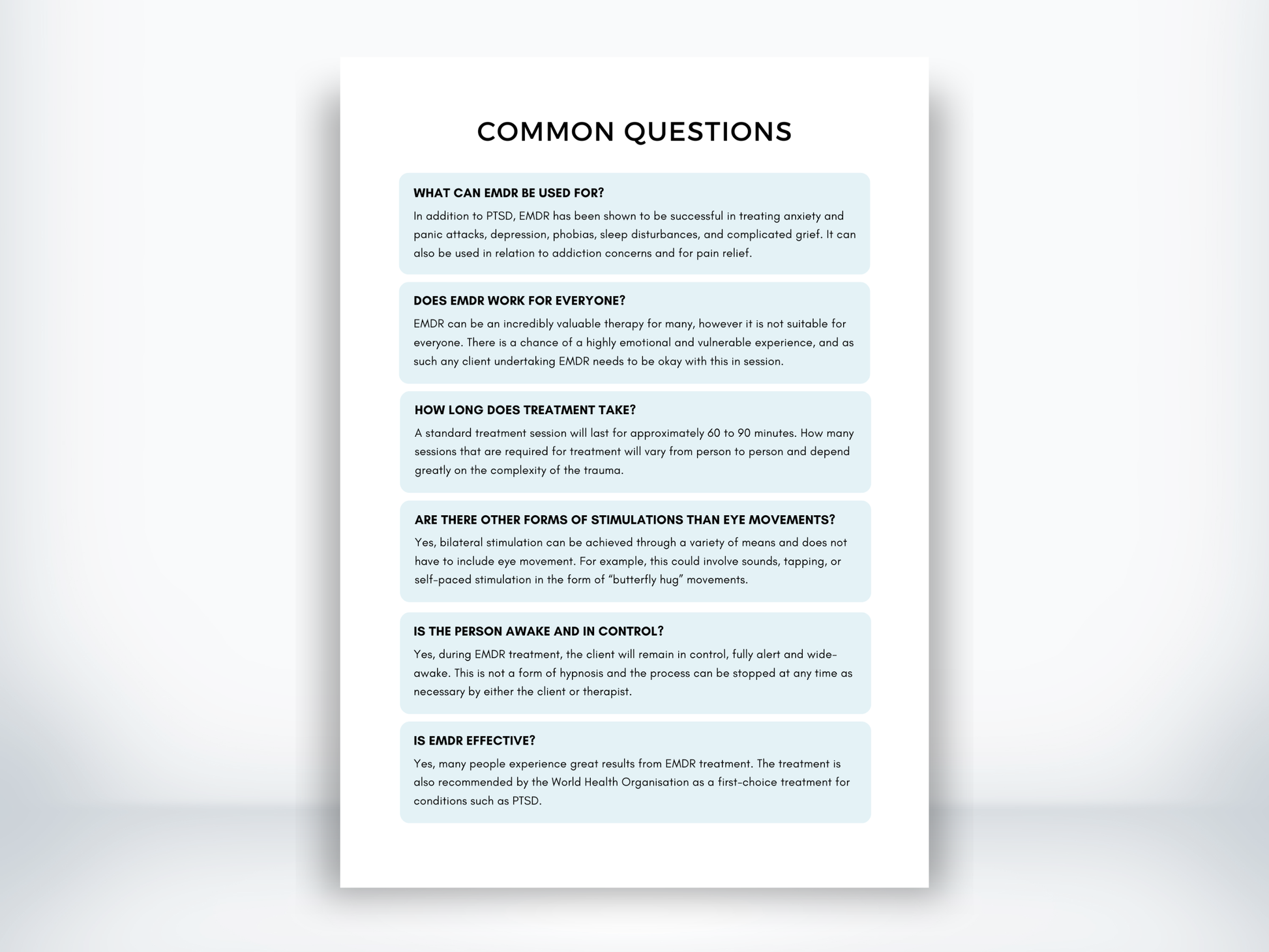 EMDR Frequently Asked Questions PDF