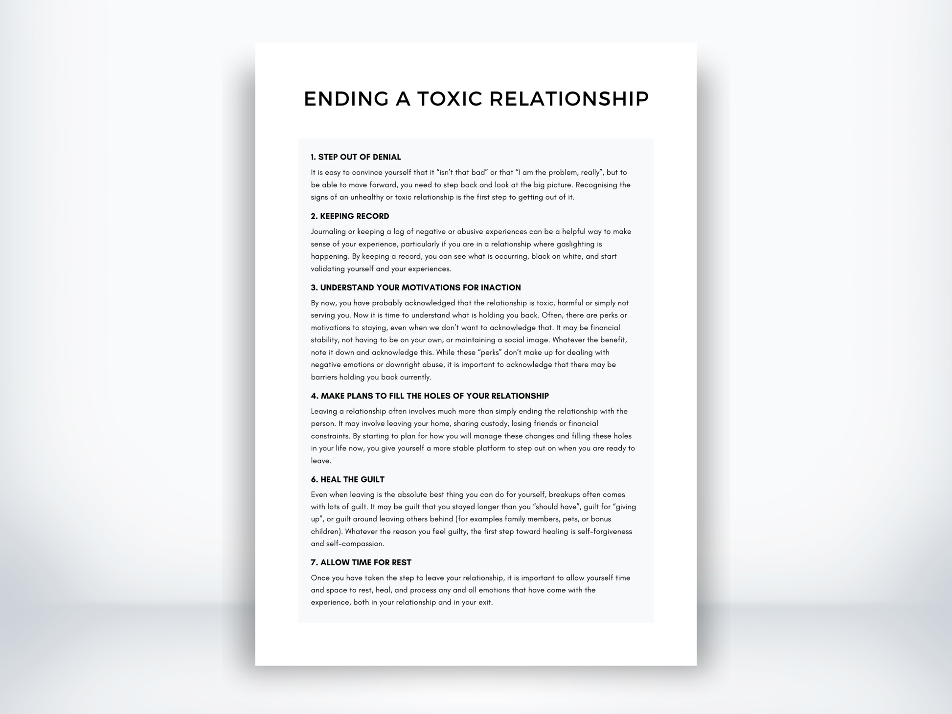 Ending a Toxic Relationship Handout PDF