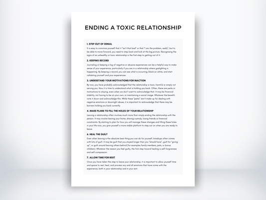 Ending a Toxic Relationship Handout PDF