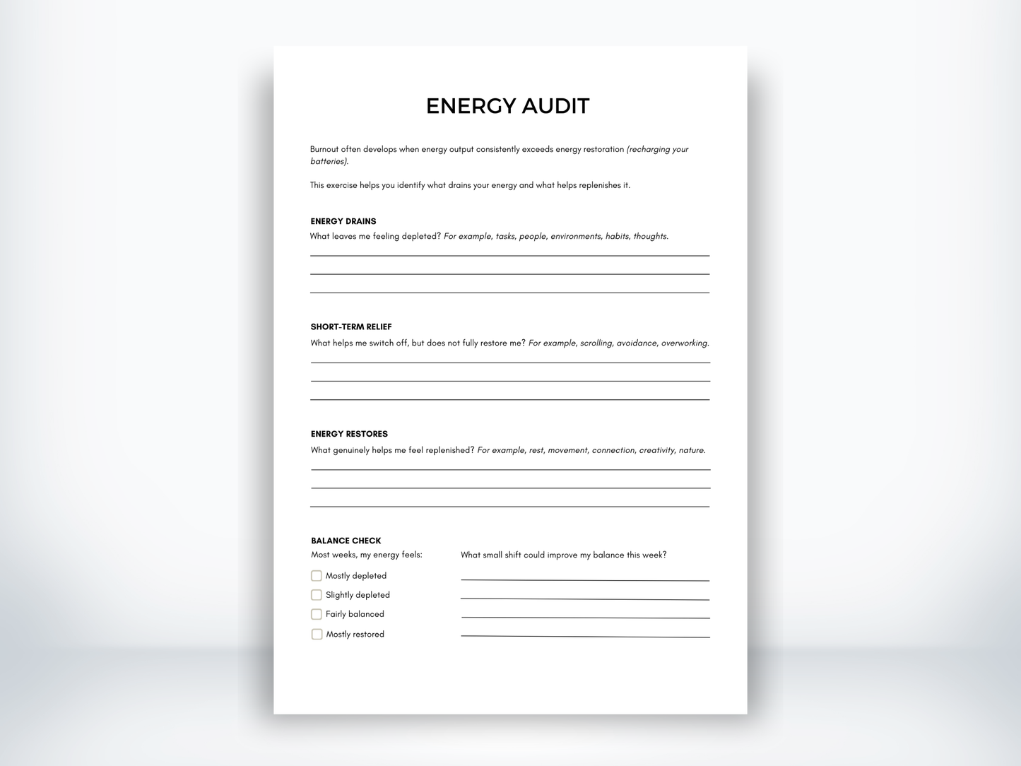 Energy Audit Worksheet PDF