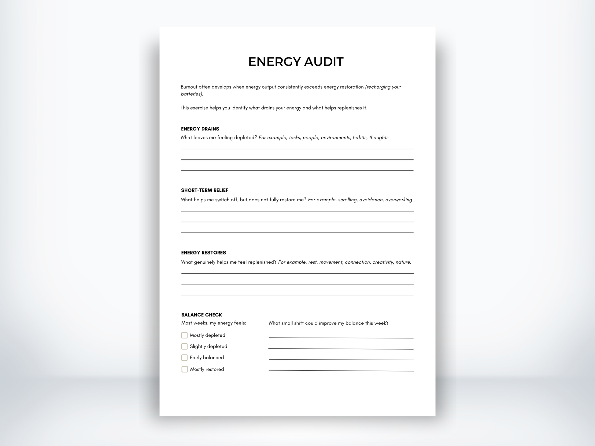 Energy Audit Worksheet PDF