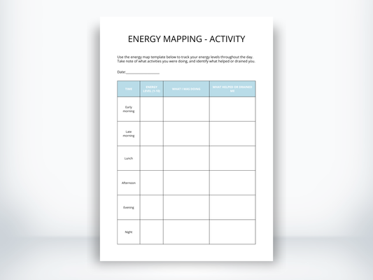 Energy Mapping Worksheet PDF