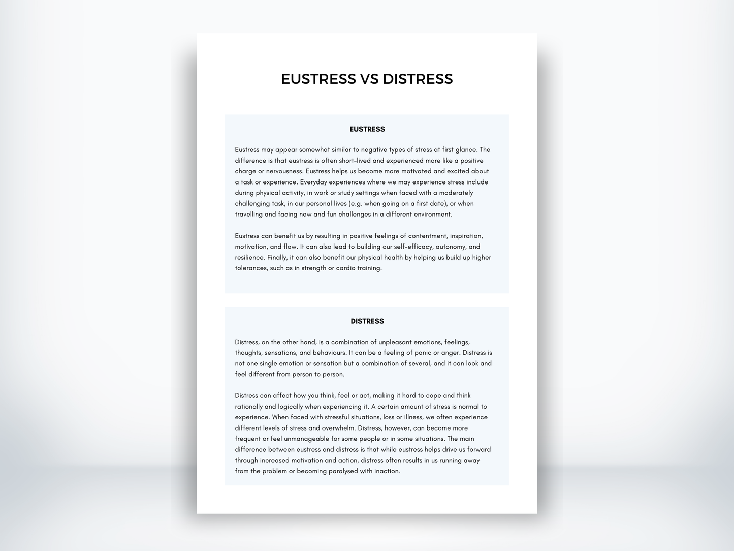 Eustress vs Distress Examples PDF