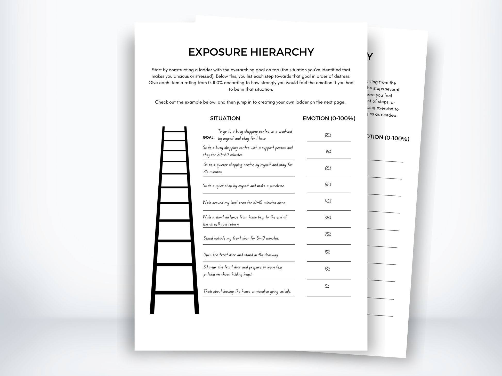Exposure Hierarchy Worksheet for Agoraphobia PDF