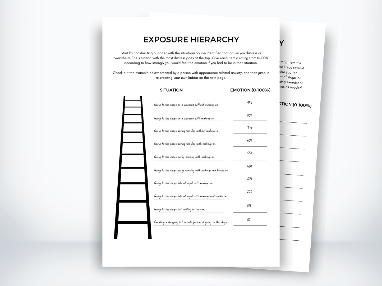 Exposure Hierarchy Worksheet for Body Dysmorphia PDF