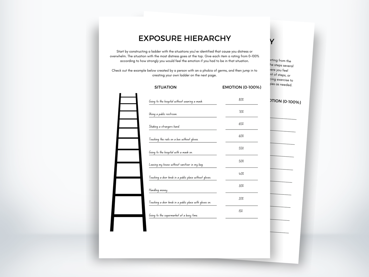 Exposure Hierarchy Worksheet for Phobias PDF