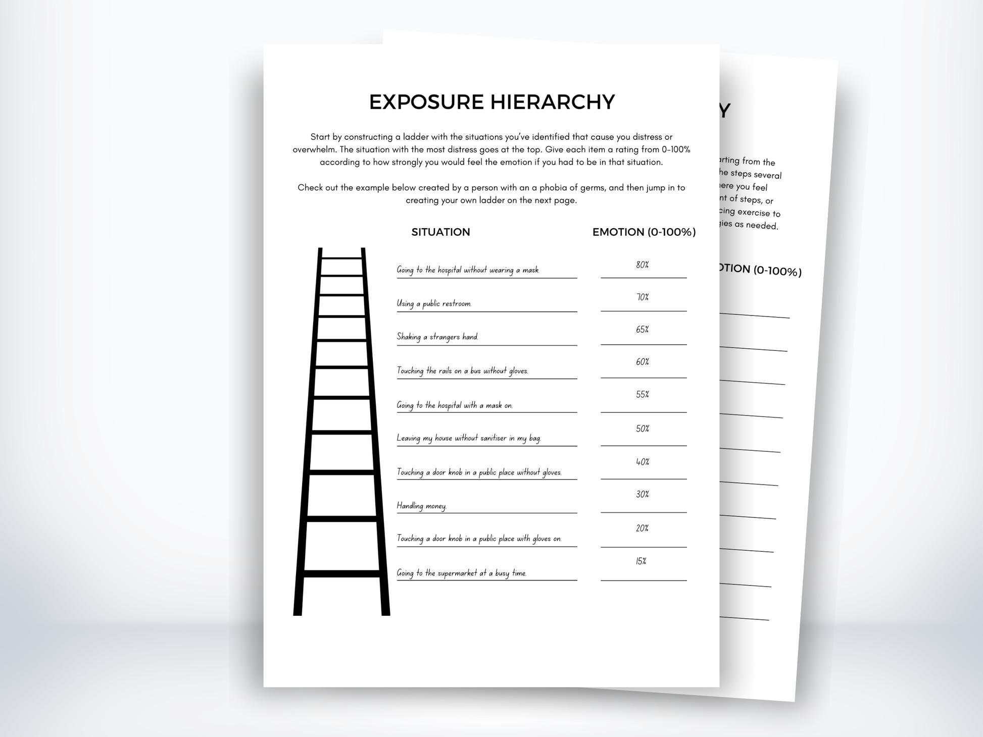Exposure Hierarchy Worksheet for Phobias PDF