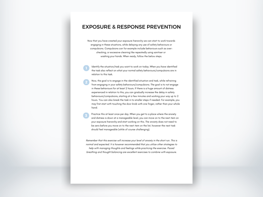 Exposure and Response Prevention Worksheet PDF