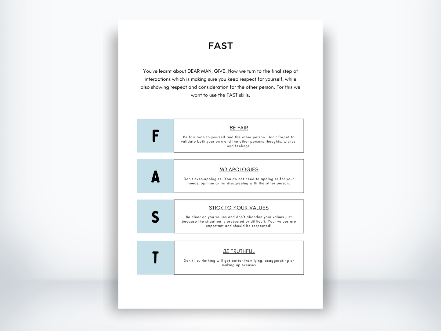FAST DBT Skill PDF