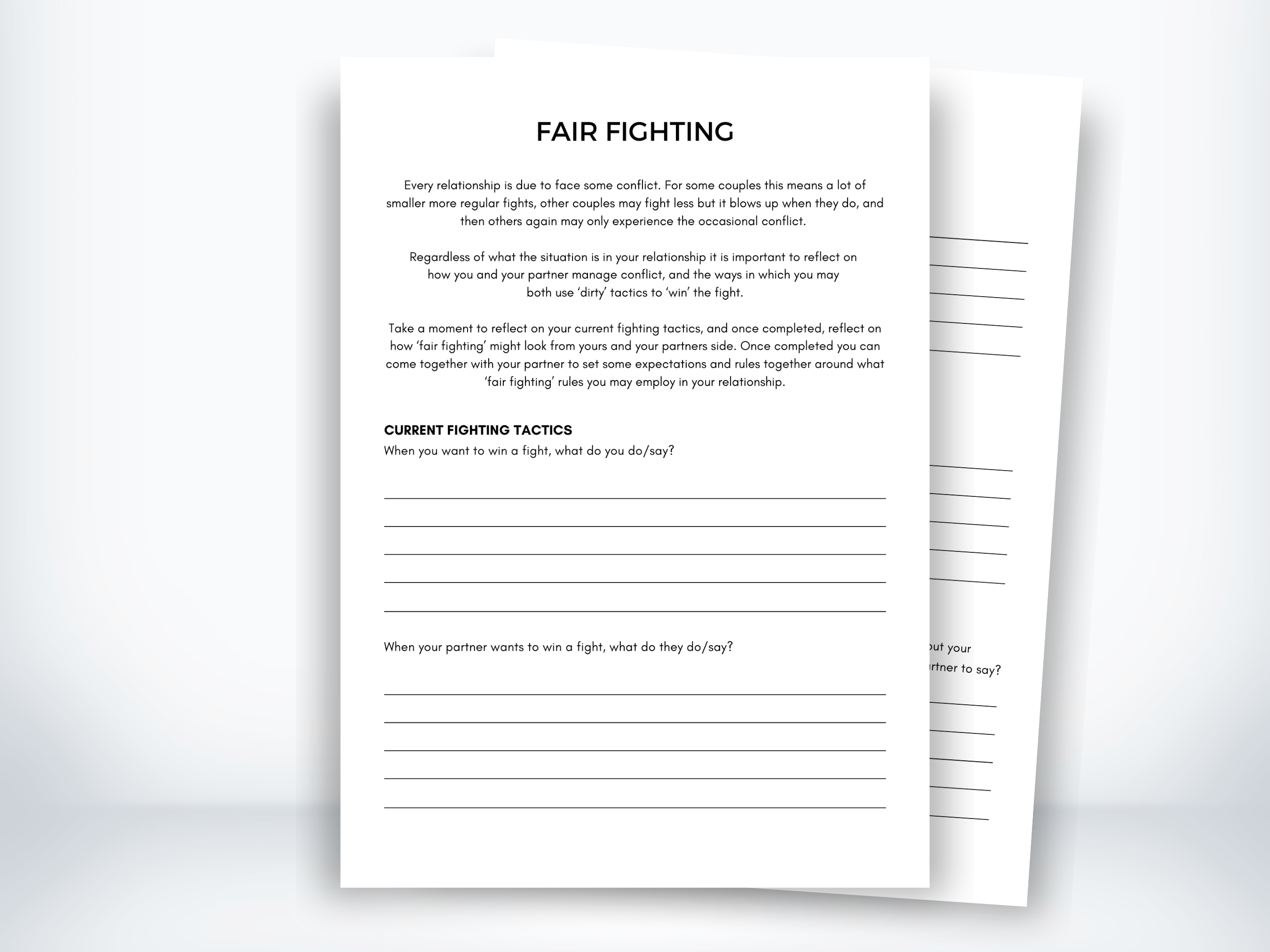 Fair Fighting Rules Worksheet PDF – My Thriving Mind