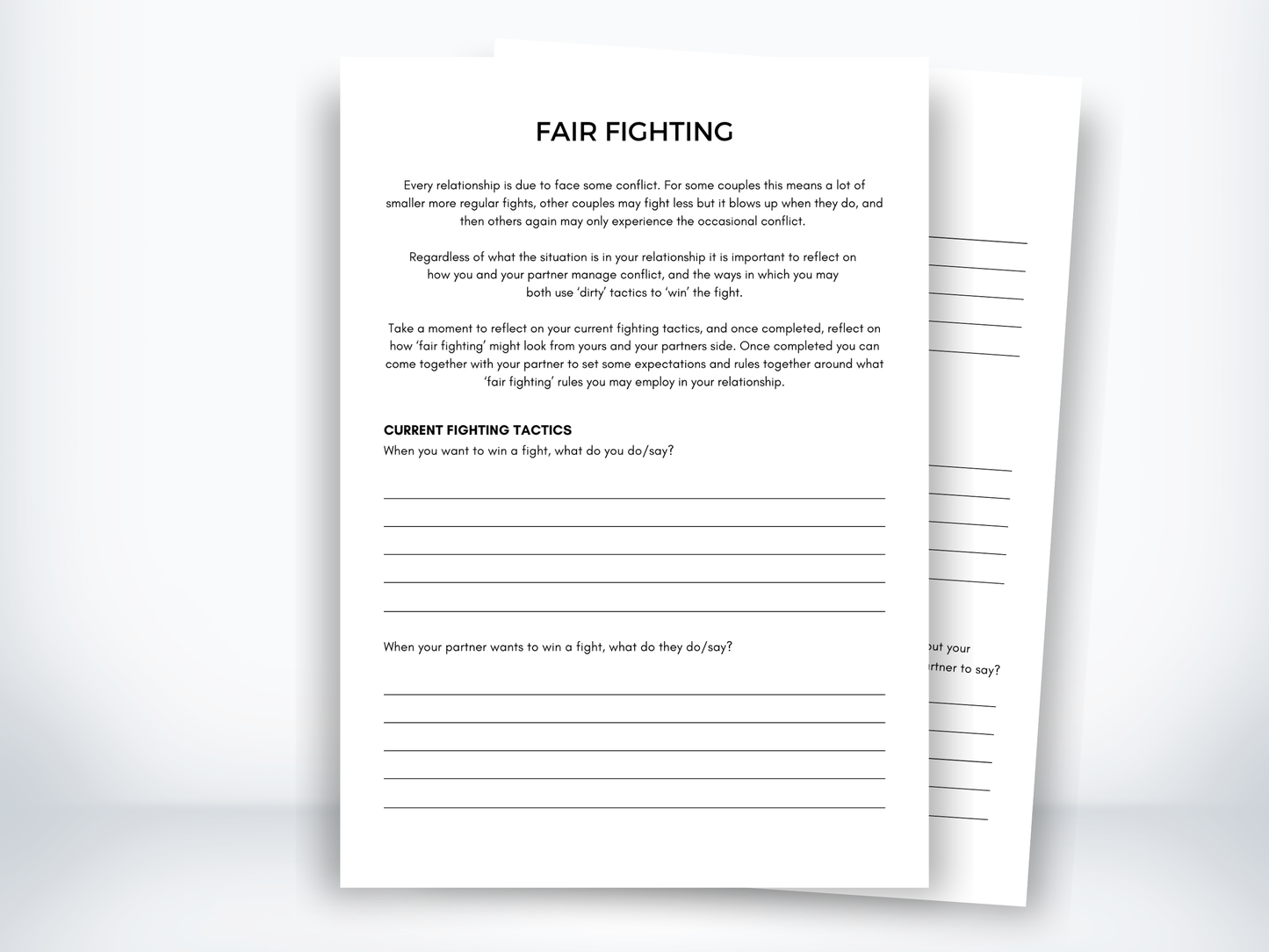 Fair Fighting Rules Worksheet PDF