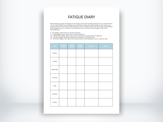 Fatigue Diary Template PDF