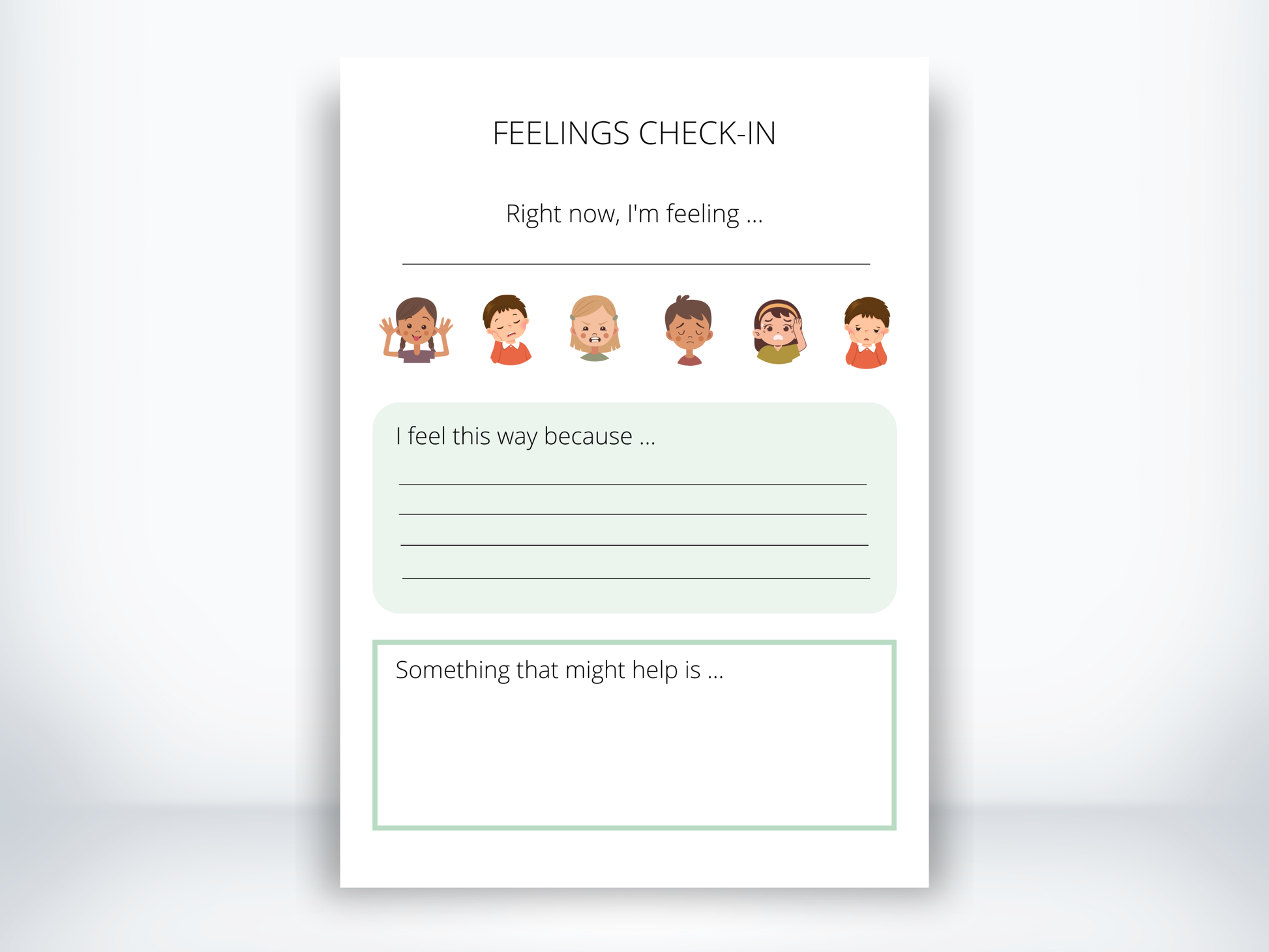 Feelings Check In Worksheet PDF