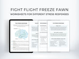 Fight Flight Freeze Fawn Worksheets | My Thriving Mind