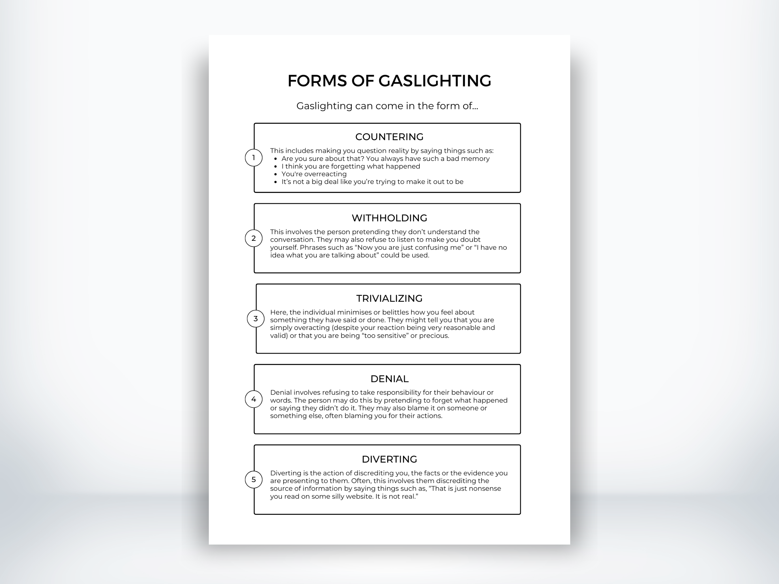 Forms of Gaslighting Handout (PDF) | My Thriving Mind
