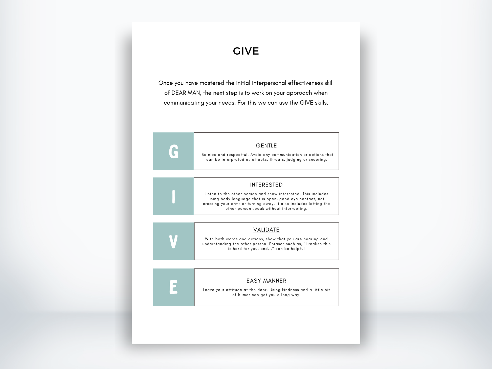 GIVE DBT Skills PDF