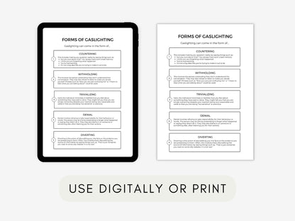 Gaslighting Therapy Education Worksheets